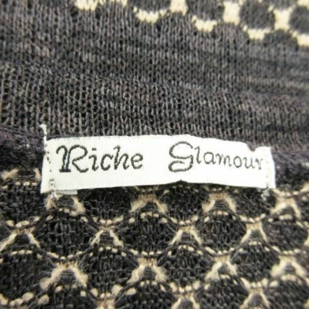 Riche glamour(リシェグラマー)のリシェグラマー 七分袖ドルマンニット 総柄 M 紺 230830AO5A レディースのトップス(ニット/セーター)の商品写真