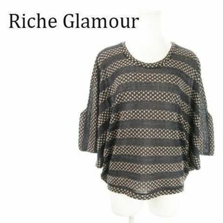 リシェグラマー(Riche glamour)のリシェグラマー 七分袖ドルマンニット 総柄 M 紺 230830AO5A(ニット/セーター)