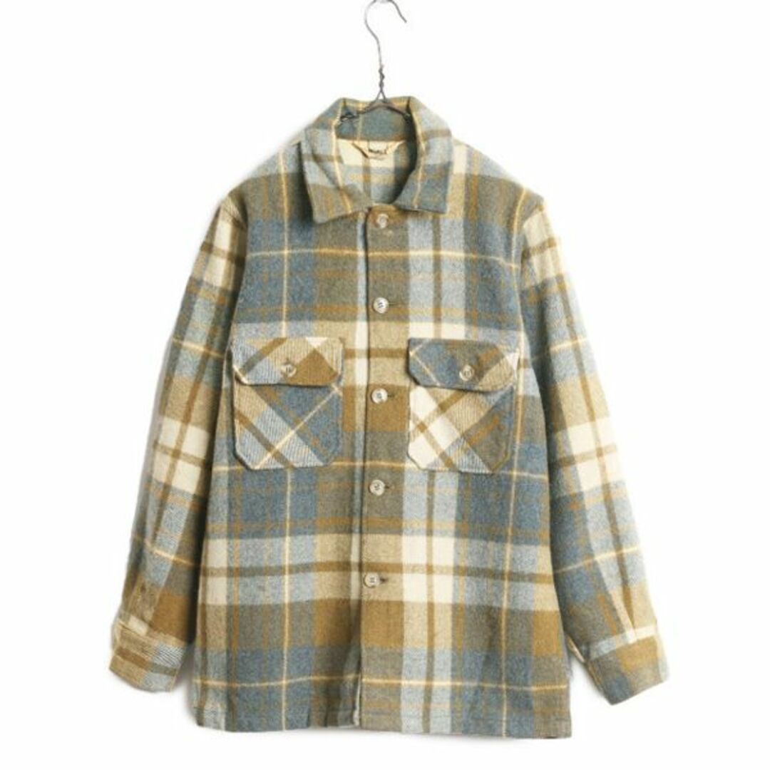 WOOLRICH(ウールリッチ)の70s ウールリッチ チェック ウール CPO シャツ ジャケット メンズ M 程/ 70年代 Woolrich ヴィンテージ 長袖シャツ ボックス 厚手 旧タグ メンズのトップス(シャツ)の商品写真