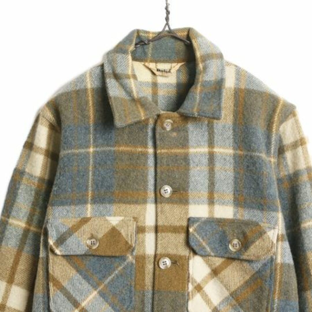 WOOLRICH(ウールリッチ)の70s ウールリッチ チェック ウール CPO シャツ ジャケット メンズ M 程/ 70年代 Woolrich ヴィンテージ 長袖シャツ ボックス 厚手 旧タグ メンズのトップス(シャツ)の商品写真