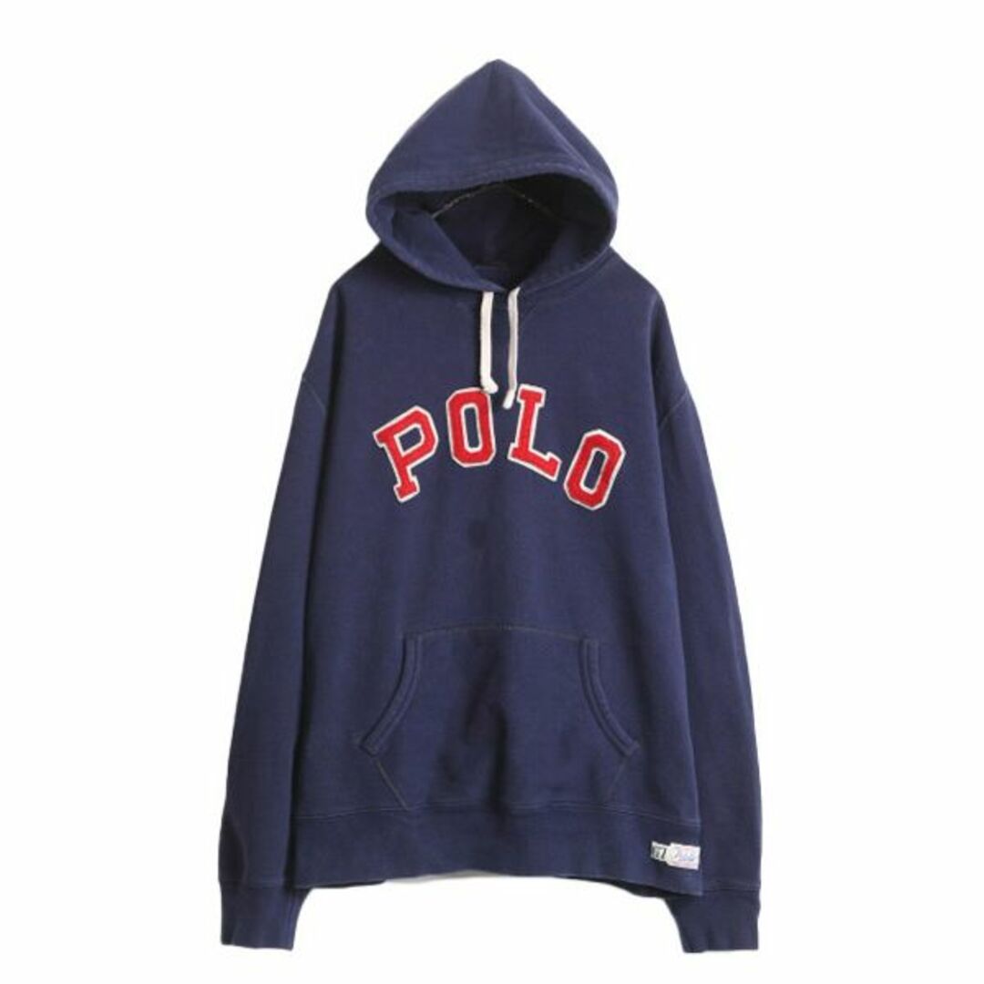 Ralph Lauren(ラルフローレン)のポロ ラルフローレン スウェット フード パーカー メンズ XXL 古着 POLO フェルト ワッペン トレーナー プルオーバー 裏起毛 大きいサイズ メンズのトップス(パーカー)の商品写真