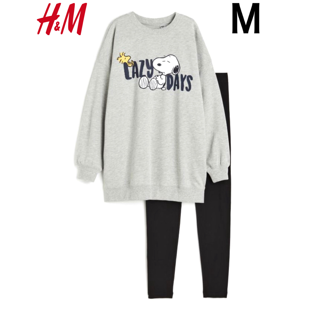 H&M(エイチアンドエム)の新品 H&M × スヌーピー SNOOPY セットアップ ディズニースタバ M レディースのトップス(Tシャツ(長袖/七分))の商品写真