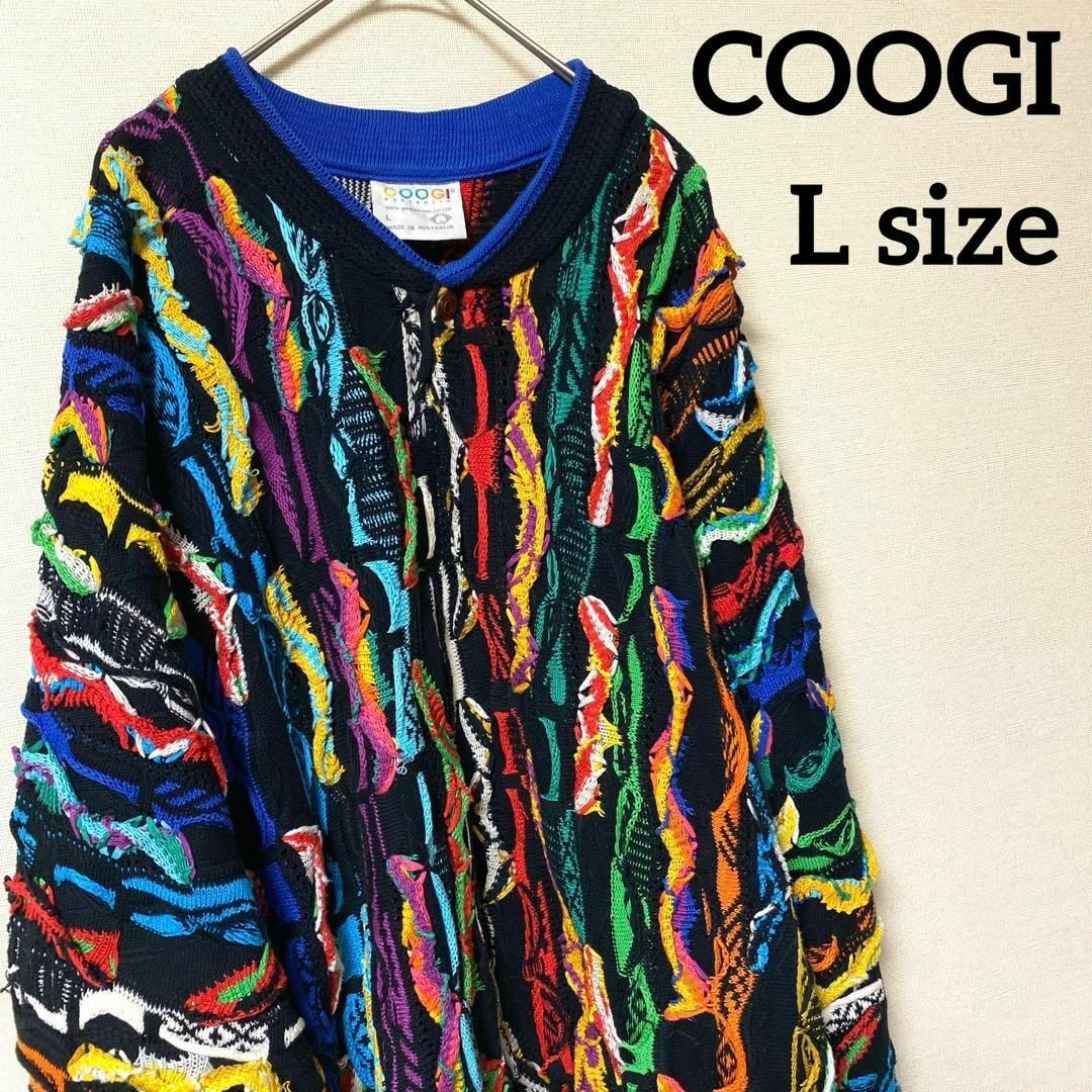 COOGI(クージー)の【希少カラー】 美品  COOGI  3Dニット セーター 総柄 マルチカラー メンズのトップス(ニット/セーター)の商品写真