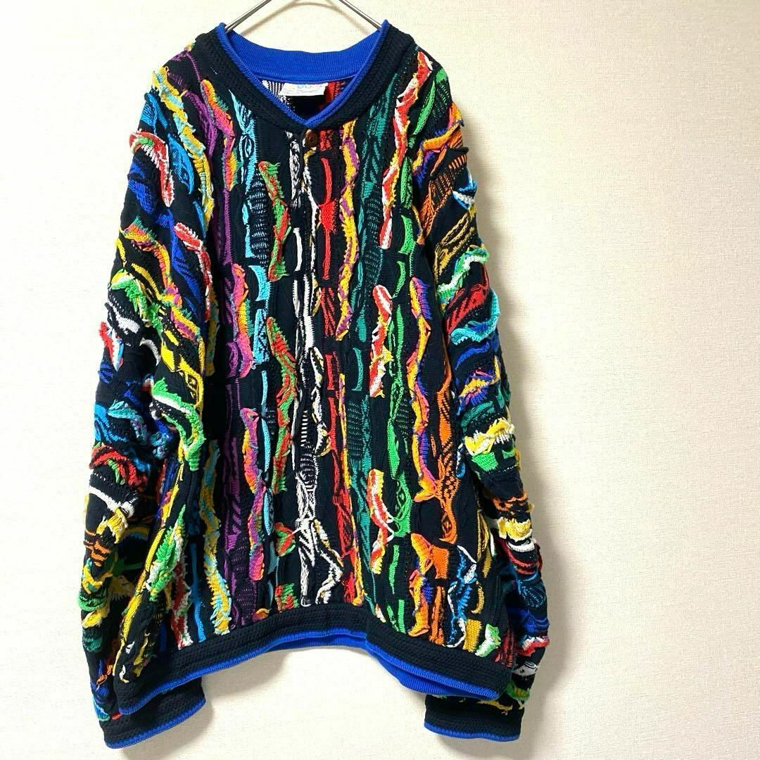 COOGI(クージー)の【希少カラー】 美品  COOGI  3Dニット セーター 総柄 マルチカラー メンズのトップス(ニット/セーター)の商品写真