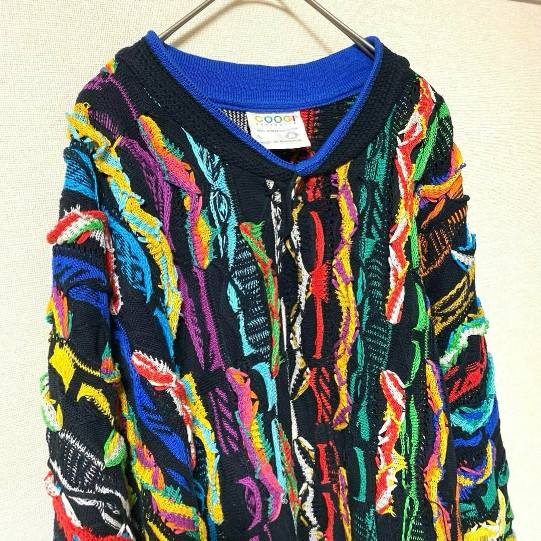 COOGI(クージー)の【希少カラー】 美品  COOGI  3Dニット セーター 総柄 マルチカラー メンズのトップス(ニット/セーター)の商品写真