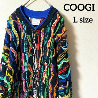【希少カラー】 美品 COOGI 3Dニット セーター 総柄 マルチカラー