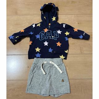 ベビーギャップ(babyGAP)のBaby GAP 耳付きパーカー&短パンセット(シャツ/カットソー)