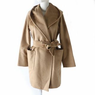 マックスマーラ(Max Mara)の極美品◎正規品 イタリア製 MaxMara マックスマーラ リアルト キャメル100％ ベルト付き フーデッド ラップコート キャメル 34(その他)