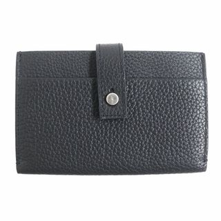 未使用品□SAINT LAURENT PARIS/サンローランパリ ロゴシルバーボタン フラップ レザーカードケース/名刺入れ ブラック イタリア製 箱付き