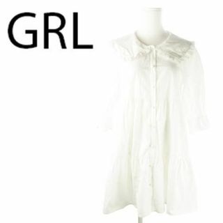 グレイル(GRL)のGRL ミニ丈ティアードワンピース 衿レース M 白 230526AO11A(ミニワンピース)