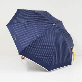 ポロラルフローレン(POLO RALPH LAUREN)の日傘 Polo Ralph Lauren ポロラルフローレン USED美品 晴雨兼用 ボーダー ネイビー UV 遮光 55cm KR A0314(傘)