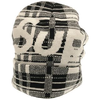 シュプリーム(Supreme)のSupreme シュプリーム 23AW Big Logo Beanie Beanie チェック柄ニットキャップ  ブラック ホワイト(ニット帽/ビーニー)