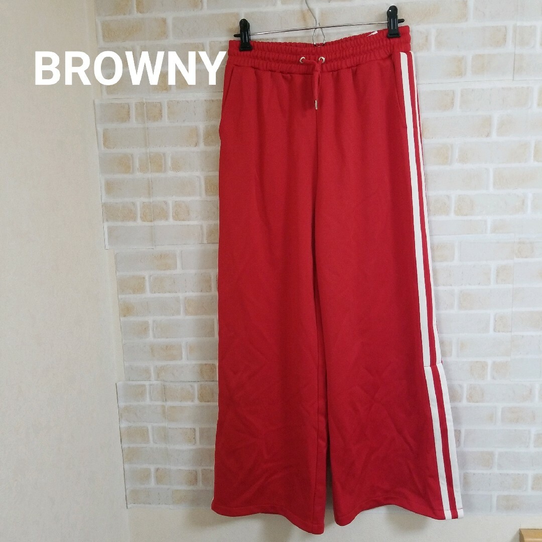 BROWNY(ブラウニー)のBROWNY サイドラインワイドパンツ レディースのパンツ(カジュアルパンツ)の商品写真