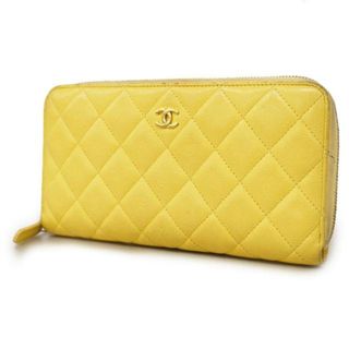 シャネル(CHANEL)の【4fe5044】シャネル 長財布/マトラッセ/キャビアスキン/イエロー/ゴールド金具 【中古】 レディース(財布)