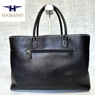 ハマノヒカクコウゲイ(濱野皮革工藝/HAMANO)の【良品】HAMANO 濱野皮革工藝 ブラック レザー A4 ビジネスバッグ(ハンドバッグ)