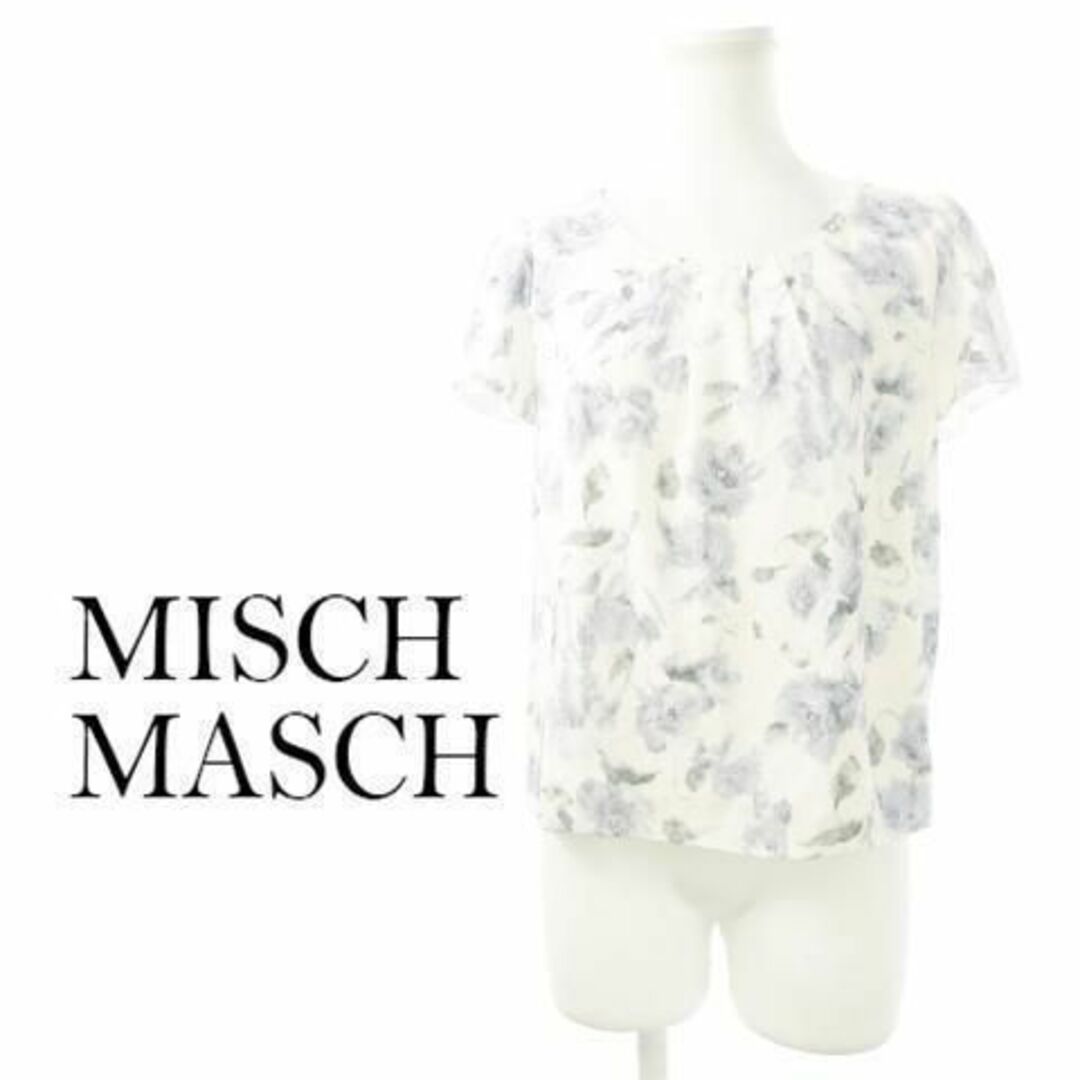 MISCH MASCH(ミッシュマッシュ)のミッシュマッシュ とろみビーズ刺繍花柄ブラウス M 青 230727CK14A レディースのトップス(シャツ/ブラウス(半袖/袖なし))の商品写真