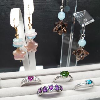 【せつこ様オーダー】天然石ピアス&リング(ピアス)