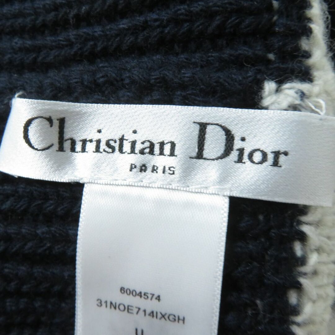 Christian Dior(クリスチャンディオール)の美品◎正規品 伊製 ChristianDior クリスチャンディオール 31NOE714IXGH ロゴ ウール×カシミヤ ニット帽／帽子 ネイビー×白 U レディース レディースの帽子(ニット帽/ビーニー)の商品写真