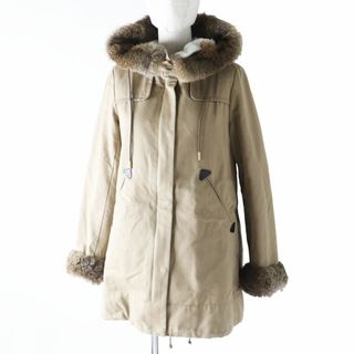 バーバリーブルーレーベル(BURBERRY BLUE LABEL)の美品◎正規品 バーバリー ブルーレーベル E1A39-884-40 レディース ファー・フード・ライナー付き モッズコート ベージュ 36(モッズコート)