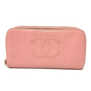 シャネル(CHANEL)のシャネル CHANEL ココマーク CC ココマーク ラウンドファスナー 長財布 キャビアスキン ピンク(財布)