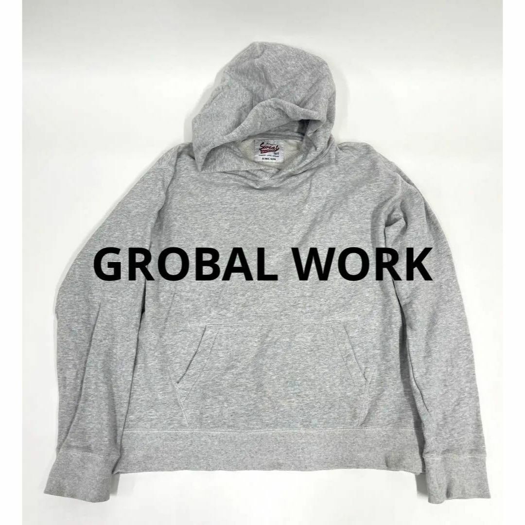 GLOBAL WORK(グローバルワーク)のGROBAL WORK グレー パーカー フード・ポケット付き L レディースのトップス(パーカー)の商品写真