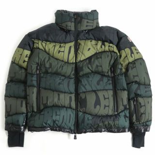 モンクレール(MONCLER)の極美品□19-20AW モンクレールグルノーブル LIMMAT GIUBBOTTO ロゴ総柄 フード入り ZIPUP ダウンジャケット グリーン系 3 国内正規品(ダウンジャケット)