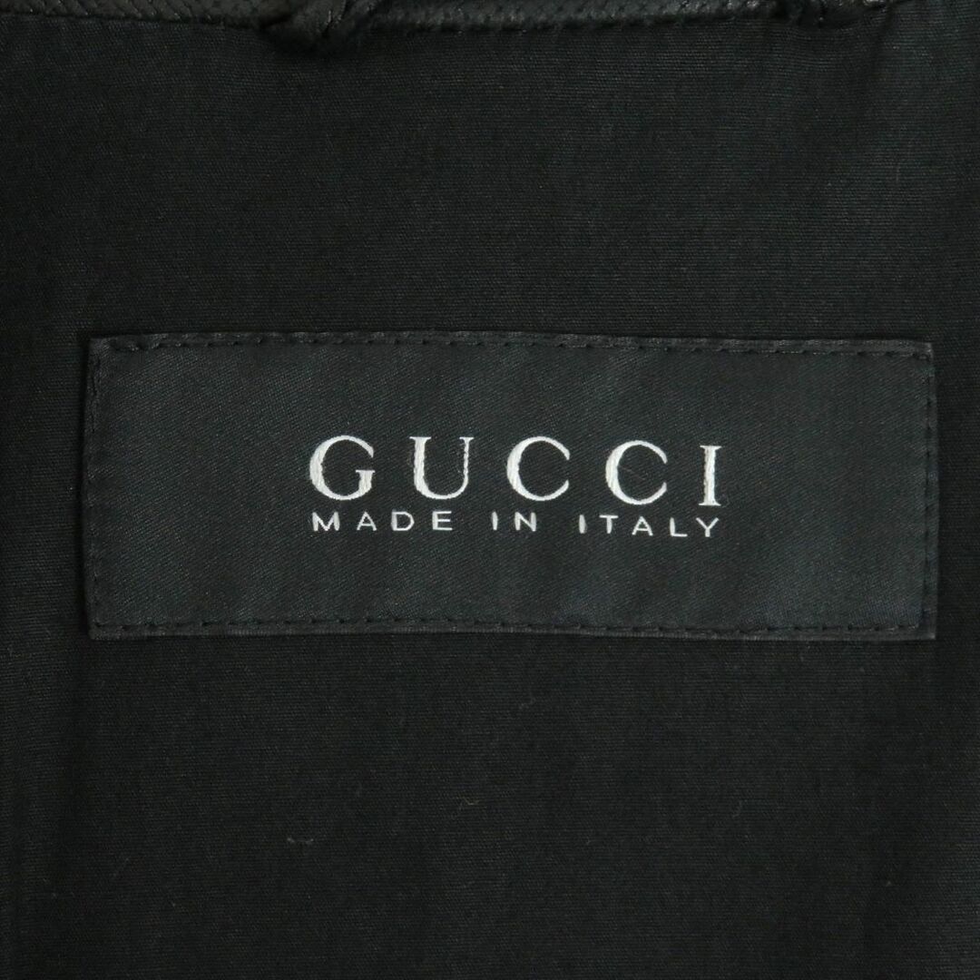 Gucci(グッチ)の良品□GUCCI/グッチ 287852 エポレット付き カーフスキン レザージャケット/シングルライダース ブラック 46 イタリア製 正規品 メンズ メンズのジャケット/アウター(ライダースジャケット)の商品写真