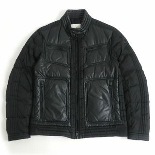 モンクレール(MONCLER)の美品□15AW モンクレール ALLEMAND GIUBBOTTO ロゴワッペン ラムレザー切り替え WZIP ダウンジャケット/ブルゾン ブラック 4 正規品 メンズ(ダウンジャケット)