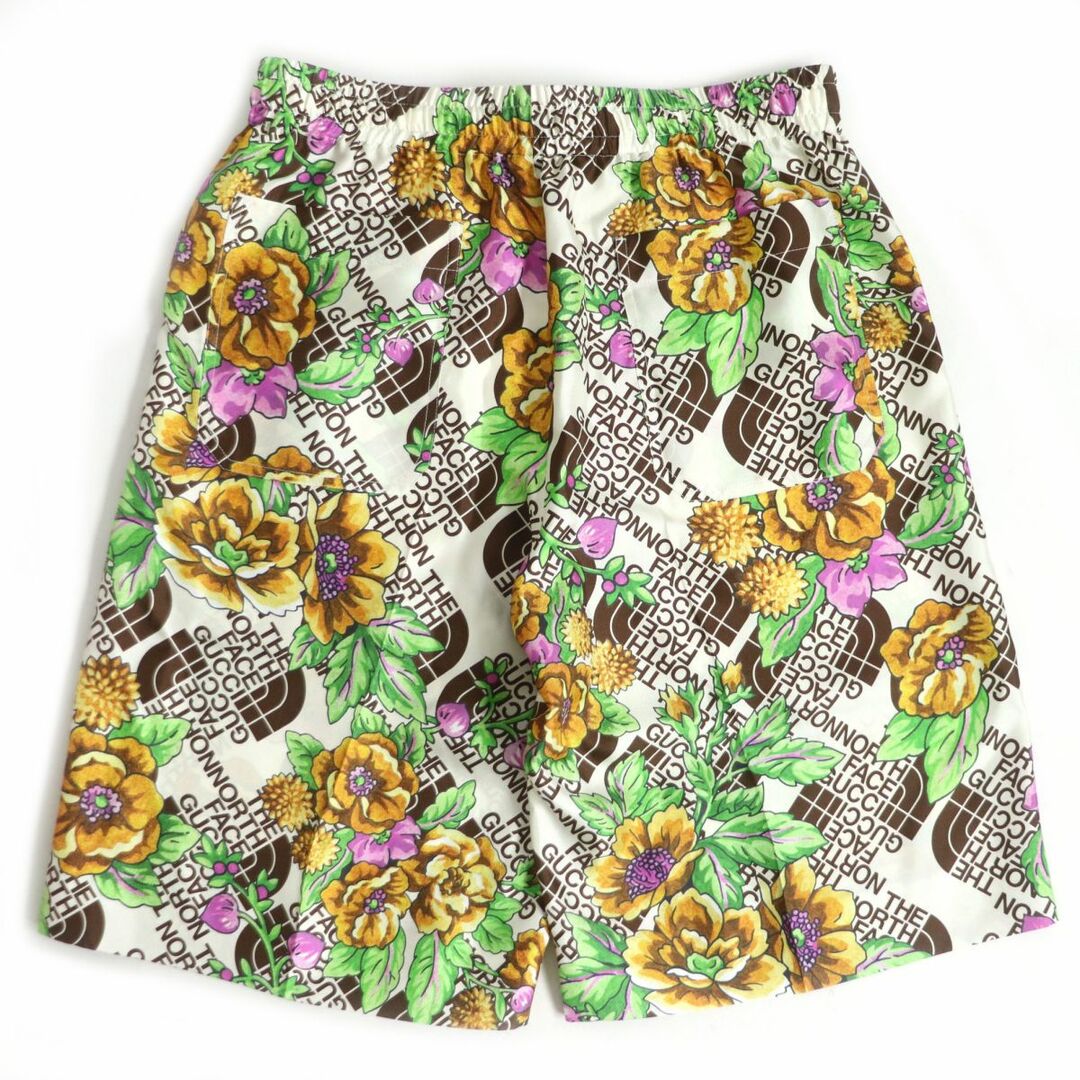 Gucci(グッチ)の未使用□21SS グッチ×ザ ノースフェイス 654771 シルク100％ 総柄 FLORAL LOGO SHORTS ハーフパンツ マルチカラー 46 イタリア製 正規品 メンズのパンツ(ショートパンツ)の商品写真