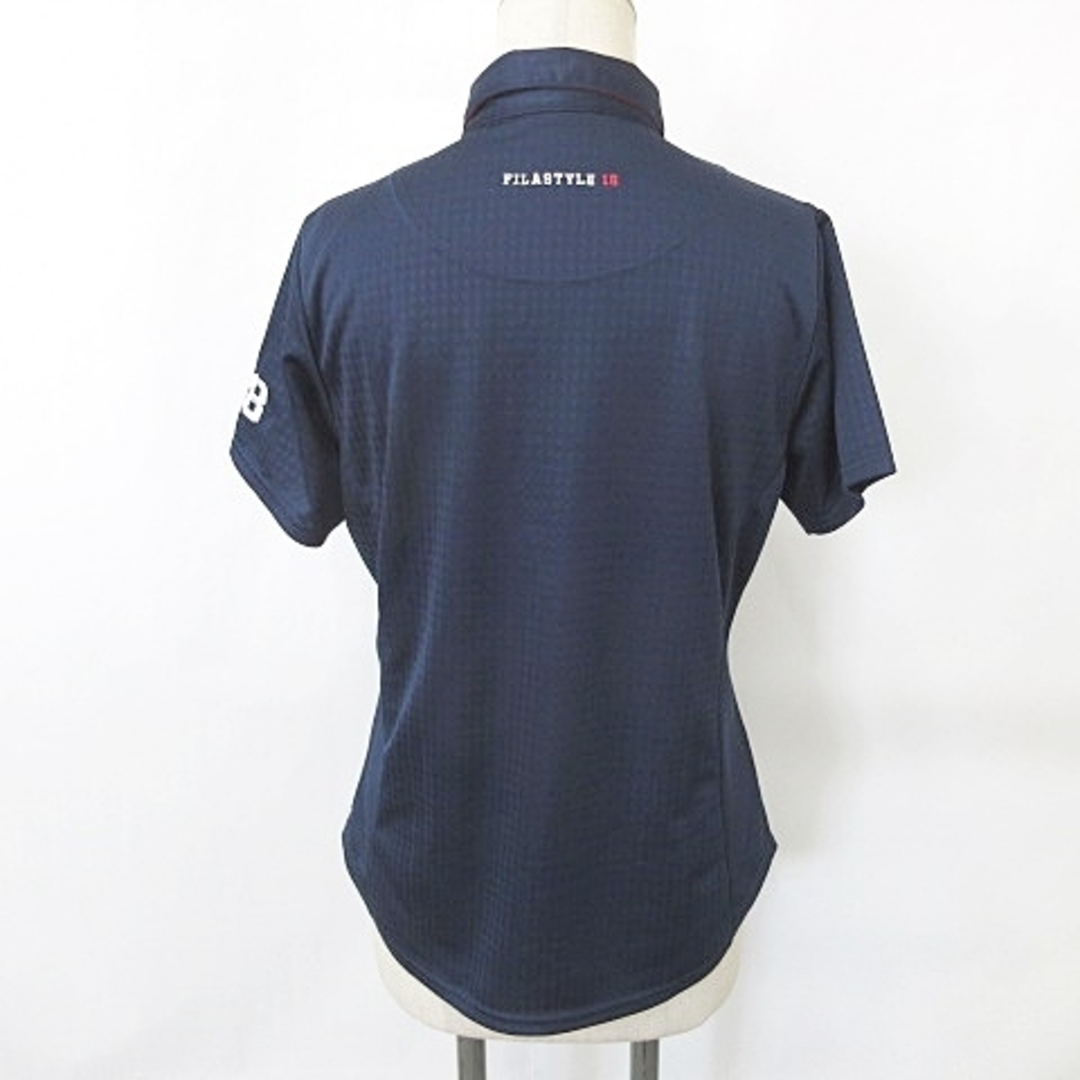 FILA(フィラ)のフィラ ゴルフ シャツ 半袖 刺繍 別布 ジャガード 紺 ネイビー LL スポーツ/アウトドアのゴルフ(ウエア)の商品写真