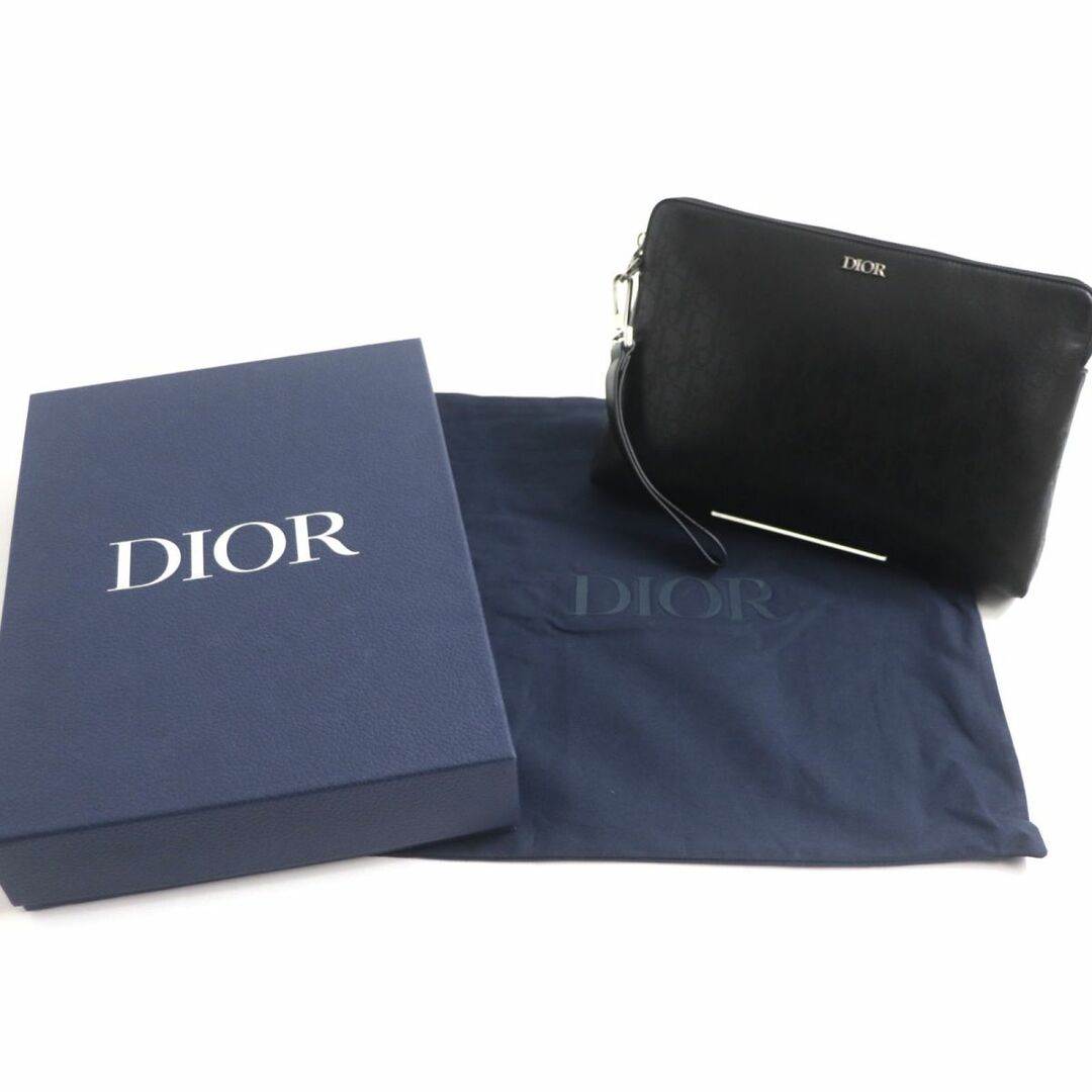 DIOR HOMME(ディオールオム)の美品▼定価209000円 DIOR ディオールオム 2ESCA251VPD-H03E オブリーク ギャラクシー ロゴ金具 レザーポーチ/クラッチ 黒 伊製 箱・袋付き メンズのバッグ(セカンドバッグ/クラッチバッグ)の商品写真