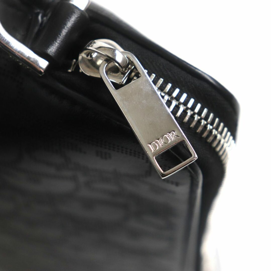 DIOR HOMME(ディオールオム)の美品▼定価209000円 DIOR ディオールオム 2ESCA251VPD-H03E オブリーク ギャラクシー ロゴ金具 レザーポーチ/クラッチ 黒 伊製 箱・袋付き メンズのバッグ(セカンドバッグ/クラッチバッグ)の商品写真