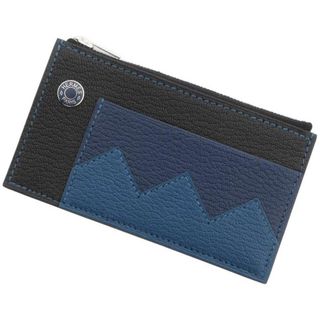 エルメス(Hermes)のエルメス カードケース クロコダイル コンパクト ブラック/ネイビー/ディープブルー/シルバー金具 シェブルミゾル B刻印(パスケース/IDカードホルダー)