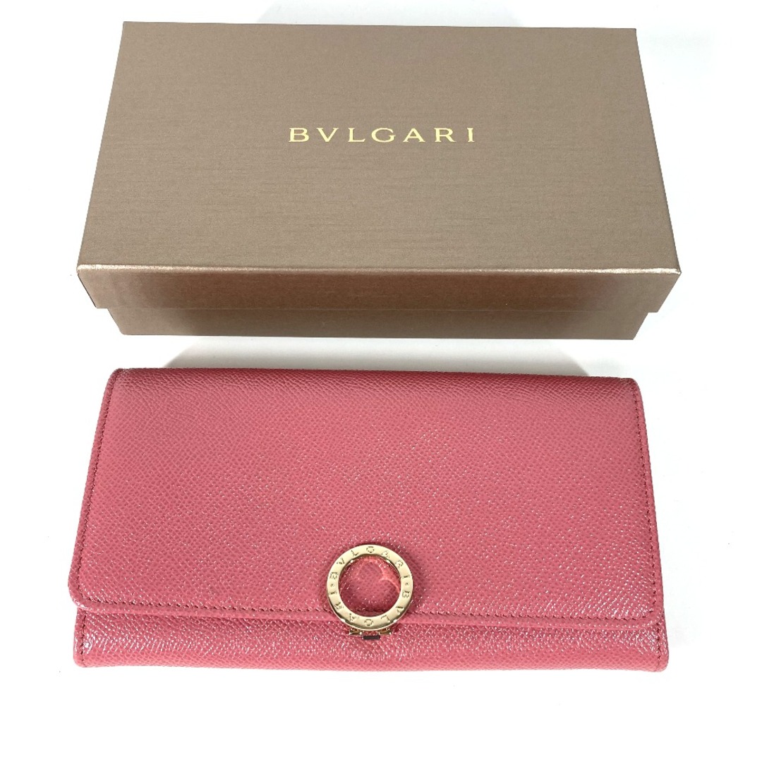 BVLGARI(ブルガリ)のブルガリ BVLGARI ロゴクリップ ロングウォレット 2つ折り 長財布 レザー ピンク 新品同様 レディースのファッション小物(財布)の商品写真