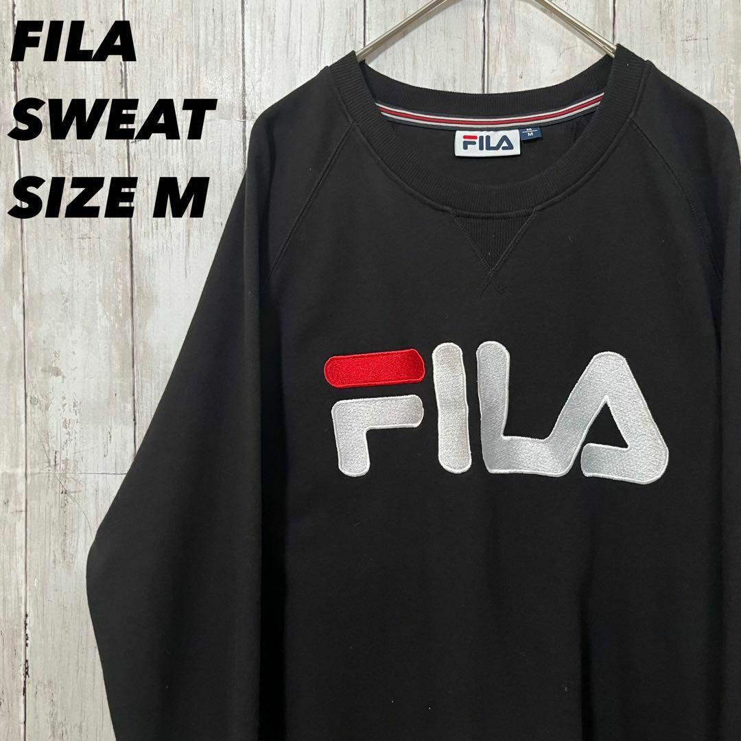 FILA(フィラ)のメンズ古着　FILAフィラ　前Vセンター刺繍ロゴリブラインスエットトレーナー　M その他のその他(その他)の商品写真