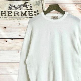 エルメス(Hermes)の☆最高級☆エルメス コットン 長袖 ニット クルーネック スターマーク 白(ニット/セーター)