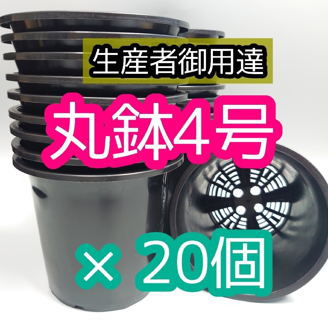 丸鉢 4号 黒 20個 プラ鉢 サボテン アガベ 多肉植物 観葉植物 多肉植物 ハンドメイドのフラワー/ガーデン(プランター)の商品写真