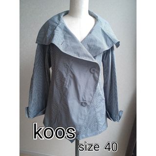 コース(KOOS)の【koos】ビッグカラー スプリングコート 白黒ギンガムチェック 春秋アウター(ナイロンジャケット)