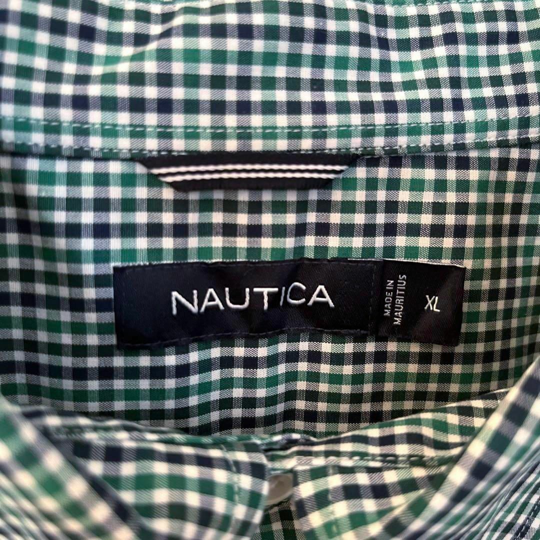NAUTICA(ノーティカ)のUS古着　NAUTICAノーティカ　長袖ブロードチェック柄BDシャツXL緑黒白 その他のその他(その他)の商品写真