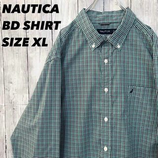 ノーティカ(NAUTICA)のUS古着　NAUTICAノーティカ　長袖ブロードチェック柄BDシャツXL緑黒白(その他)