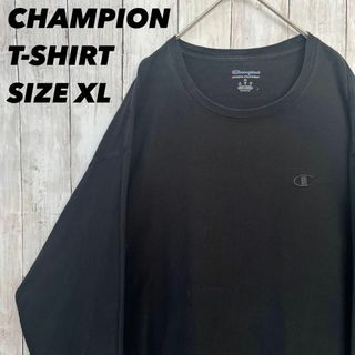 チャンピオン(Champion)のアメリカ古着　チャンピオン　ワンポイント刺繍ロゴ長袖Tシャツ黒ゆるだぼサイズXL(その他)