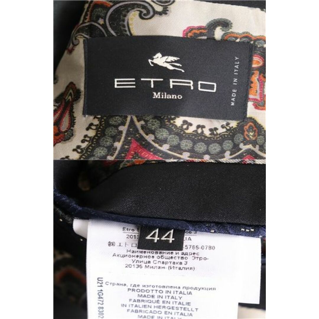 ETRO(エトロ)の美品◆2021年 ETRO エトロ ペイズリー・花柄 ベロア シングルジャケット/テーラードジャケット ブラック 44 イタリア製 メンズ 正規品 メンズのジャケット/アウター(テーラードジャケット)の商品写真