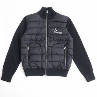 モンクレール(MONCLER)の極美品◆2019AW MONCLER モンクレール MAGLIONE TRICOT CARDIGAN ニット切り替え ダウンジャケット/ ブルゾンブラック S メンズ 正規品(ダウンジャケット)