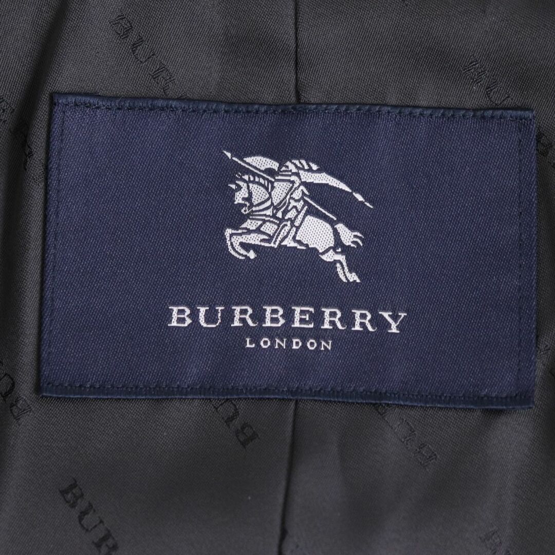 BURBERRY(バーバリー)の美品◆バーバリーロンドン 比翼仕立て ロゴボタン 裏地総ロゴ シルク混 ウールステンカラーコート グレー L メンズ 正規品 メンズのジャケット/アウター(ステンカラーコート)の商品写真