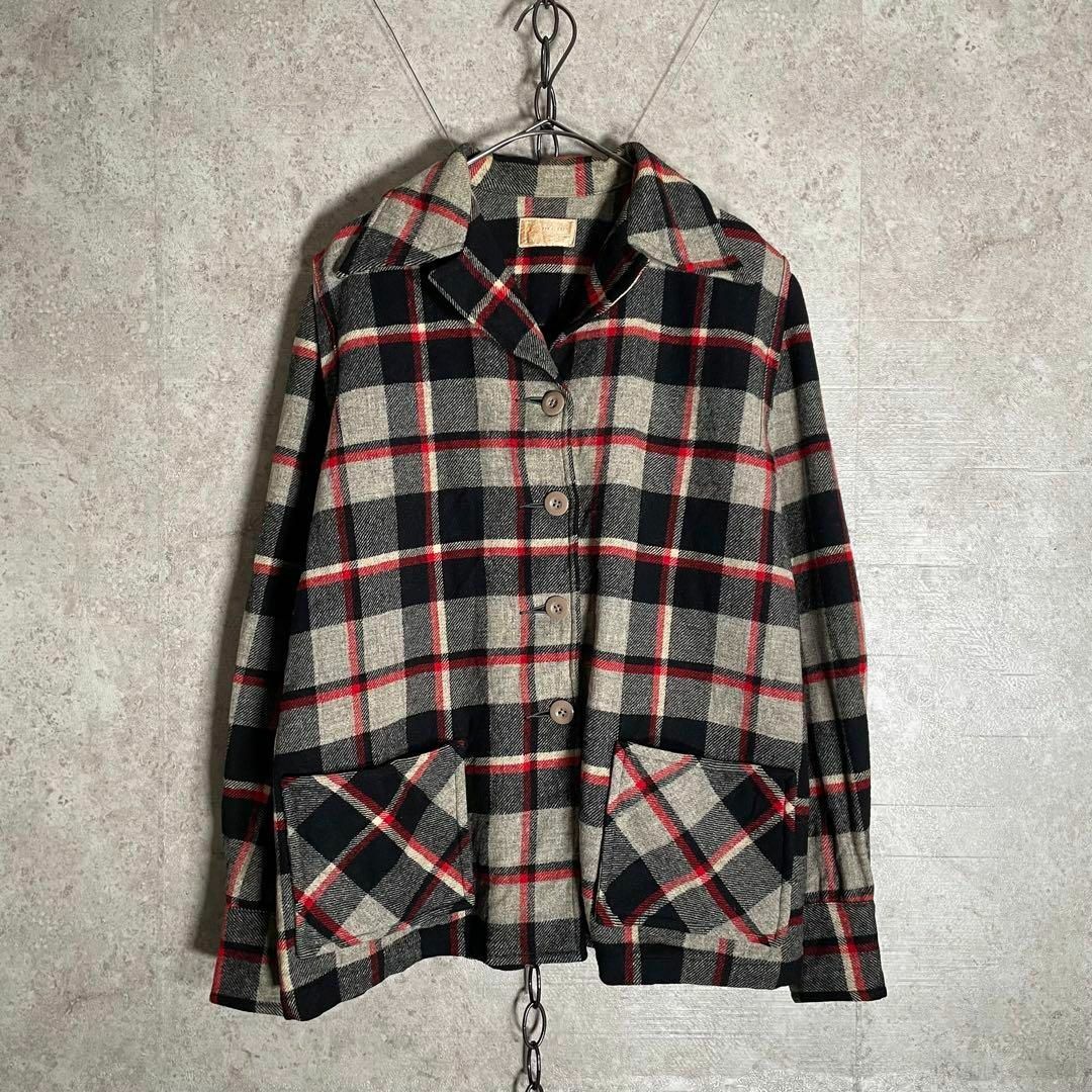 PENDLETON(ペンドルトン)の40s ヴィンテージ PENDLETON 開襟シャツジャケット タータンチェック レディースのトップス(シャツ/ブラウス(長袖/七分))の商品写真