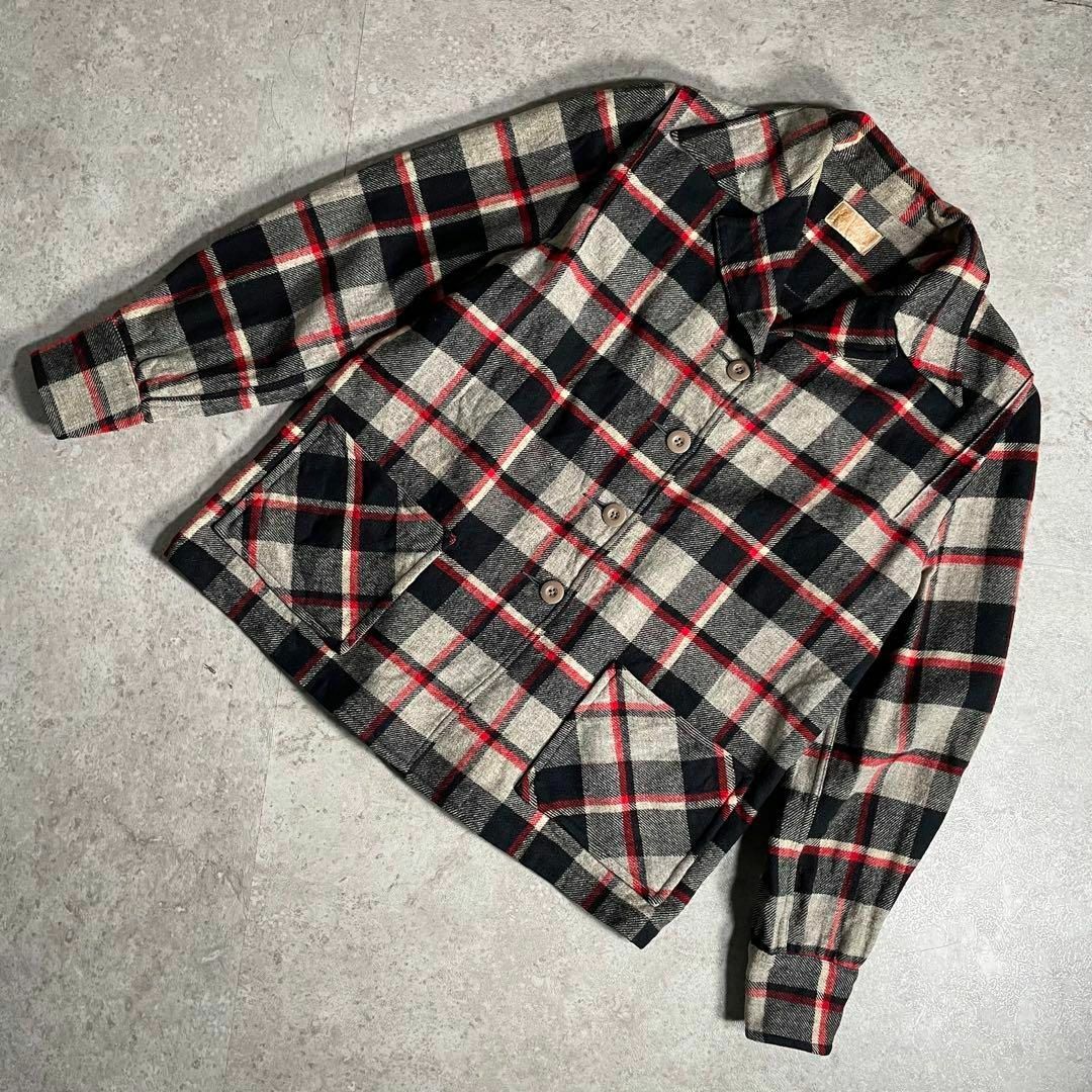 PENDLETON(ペンドルトン)の40s ヴィンテージ PENDLETON 開襟シャツジャケット タータンチェック レディースのトップス(シャツ/ブラウス(長袖/七分))の商品写真