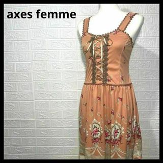 未使用　axes femme アクシーズファム　花柄　ノースリーブ　ワンピース(ひざ丈ワンピース)