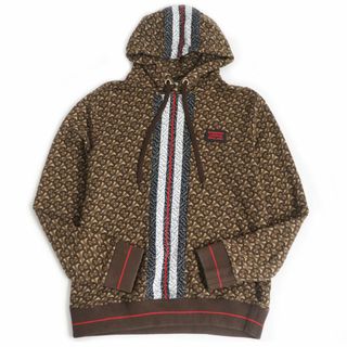 バーバリー(BURBERRY)の美品□BURBERRY/バーバリー 8018241 TBモノグラム 総柄 ラインデザイン プルオーバー スウェットパーカー/フーディー ブラウン系 S 正規品(パーカー)