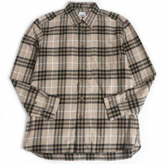 バーバリー(BURBERRY)の極美品□BURBERRY/バーバリー 8058423 チェックパターン ボタンダウン 胸ポケ付き コットン100％ 長袖 フランネルシャツ ベージュ XL 正規(シャツ)