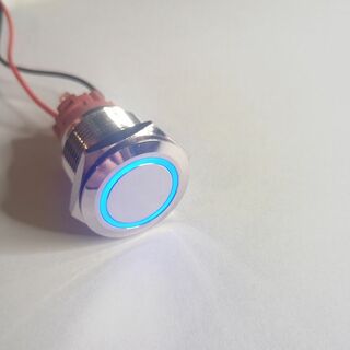 LED付きボタン 青　Blue　19mm  ラッチ式　防水(エフェクター)